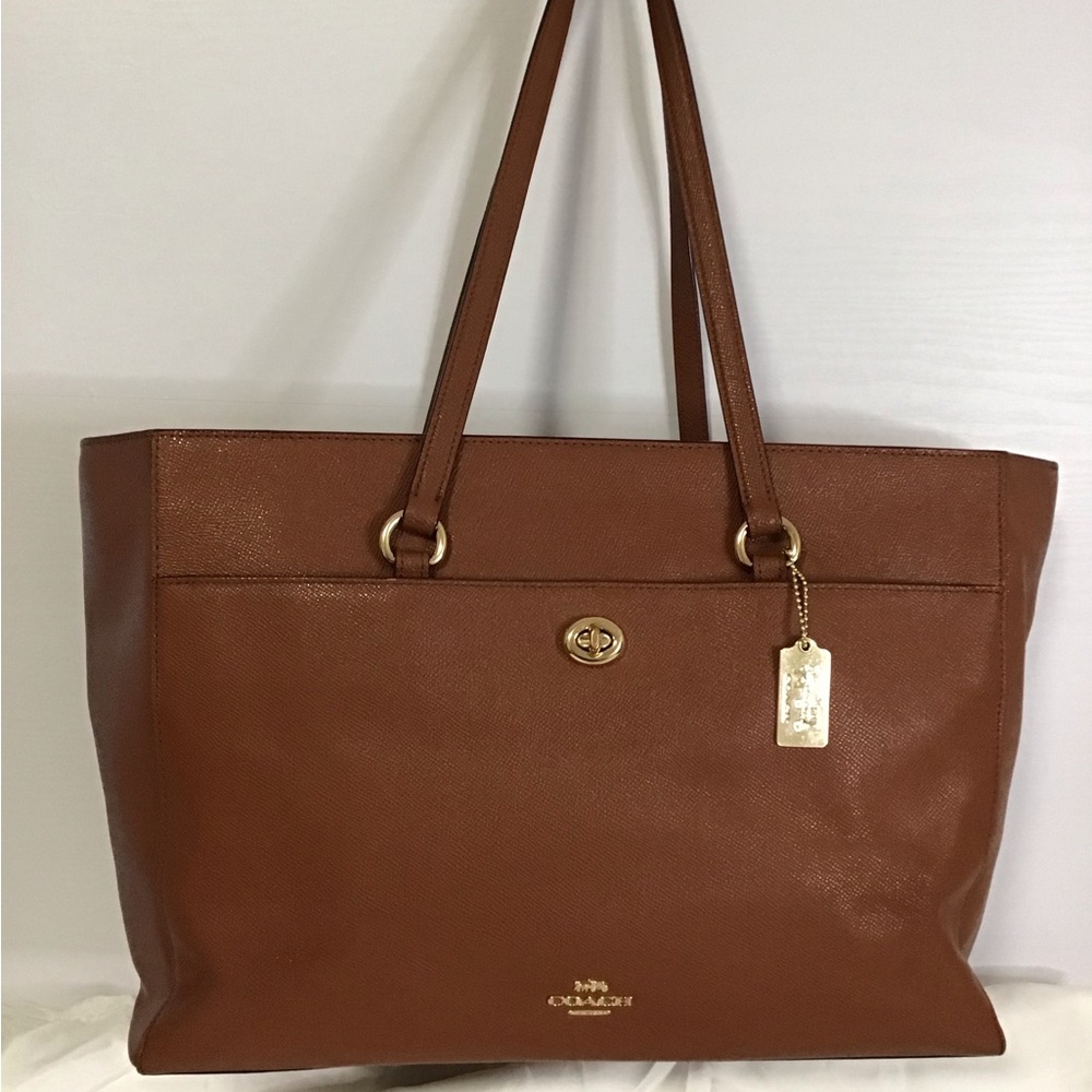 Coach 78246 Tan Crossgrain Leather Folio Large Business Tote Dustbag - Picture 2 of 16